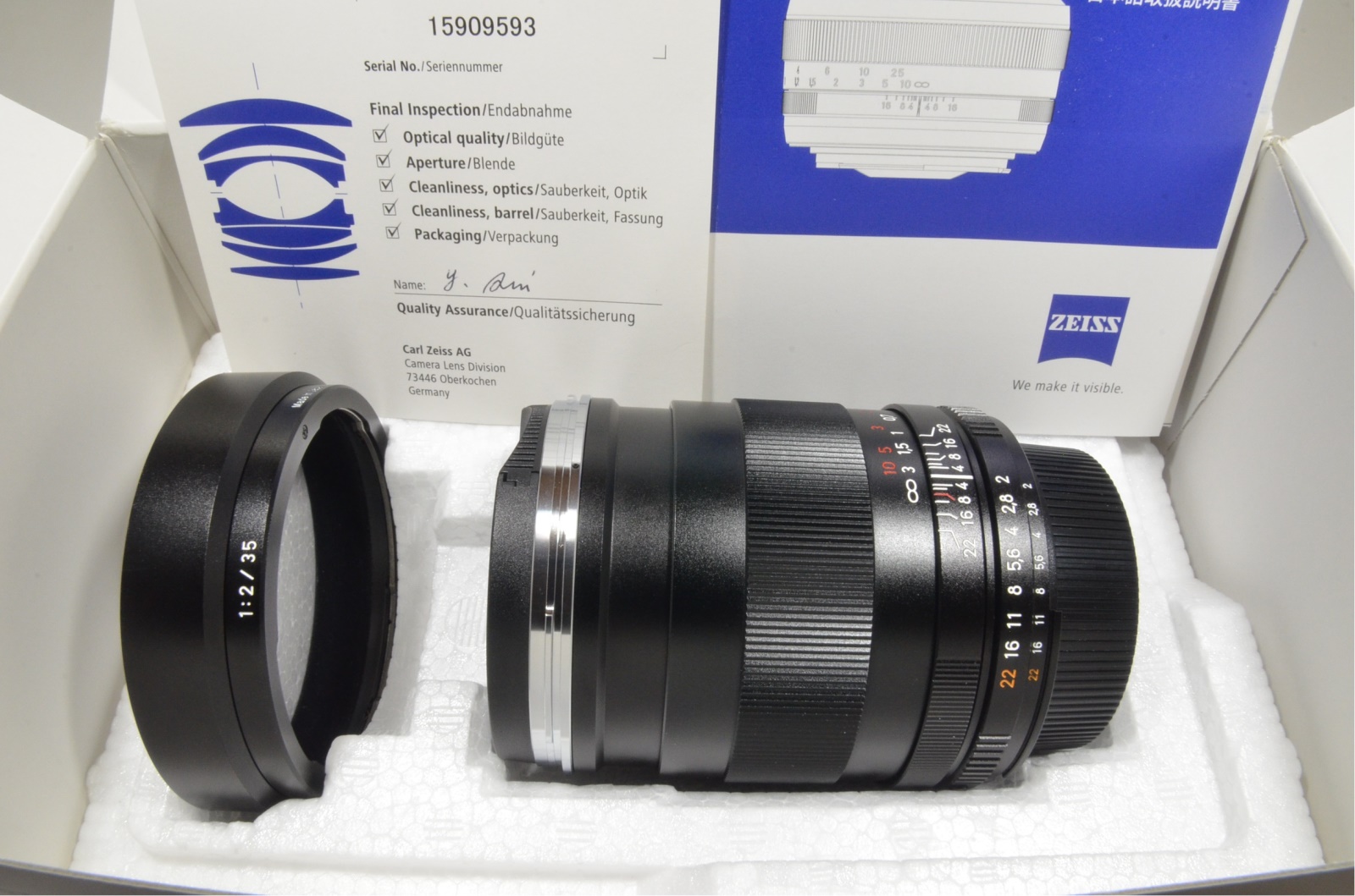 carl zeiss distagon t* 35mm f2 zf.2 lens for nikon in boxed from japan