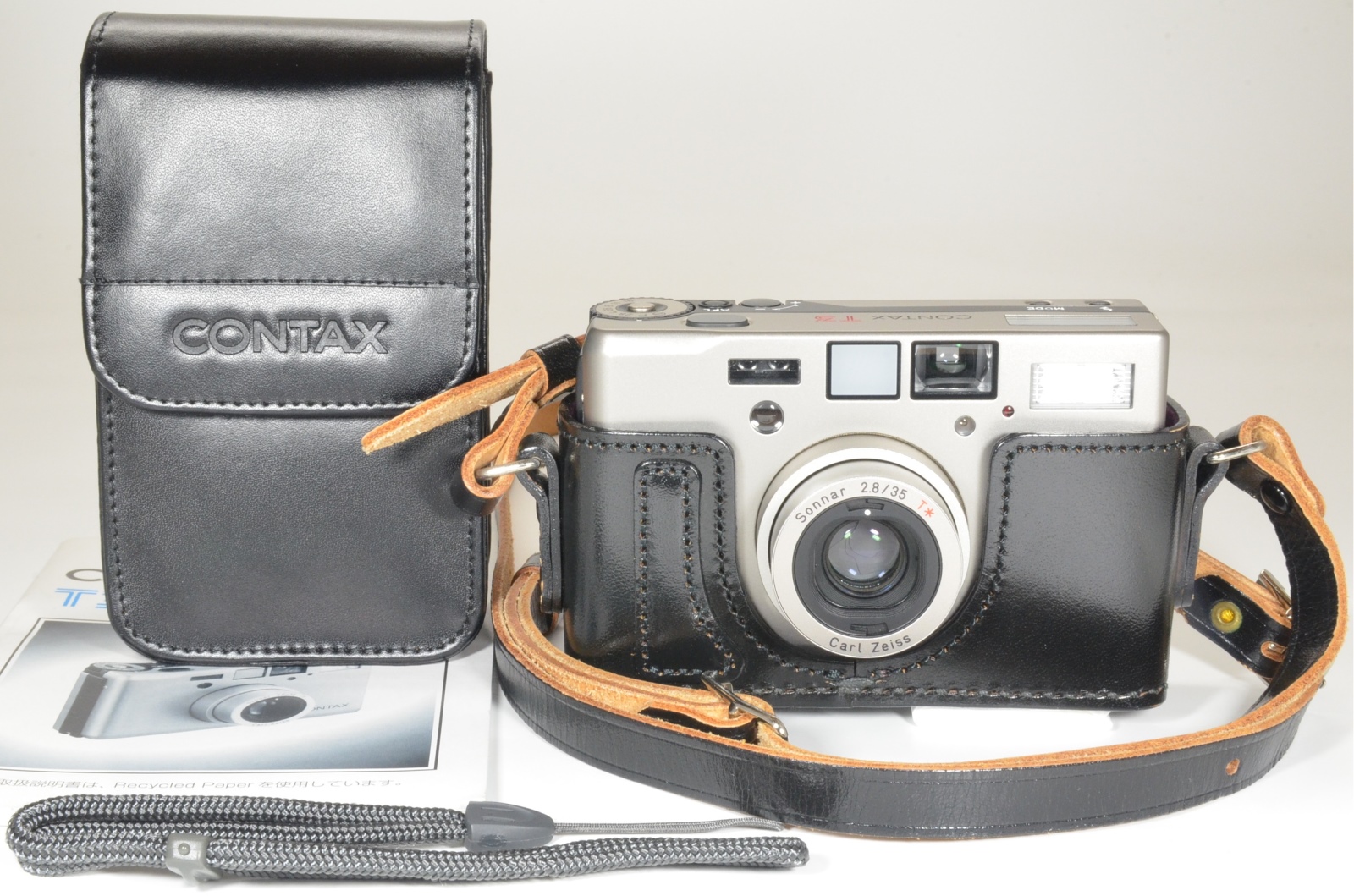 contax t3 double teeth with hirai leather case p&s 35mm film camera