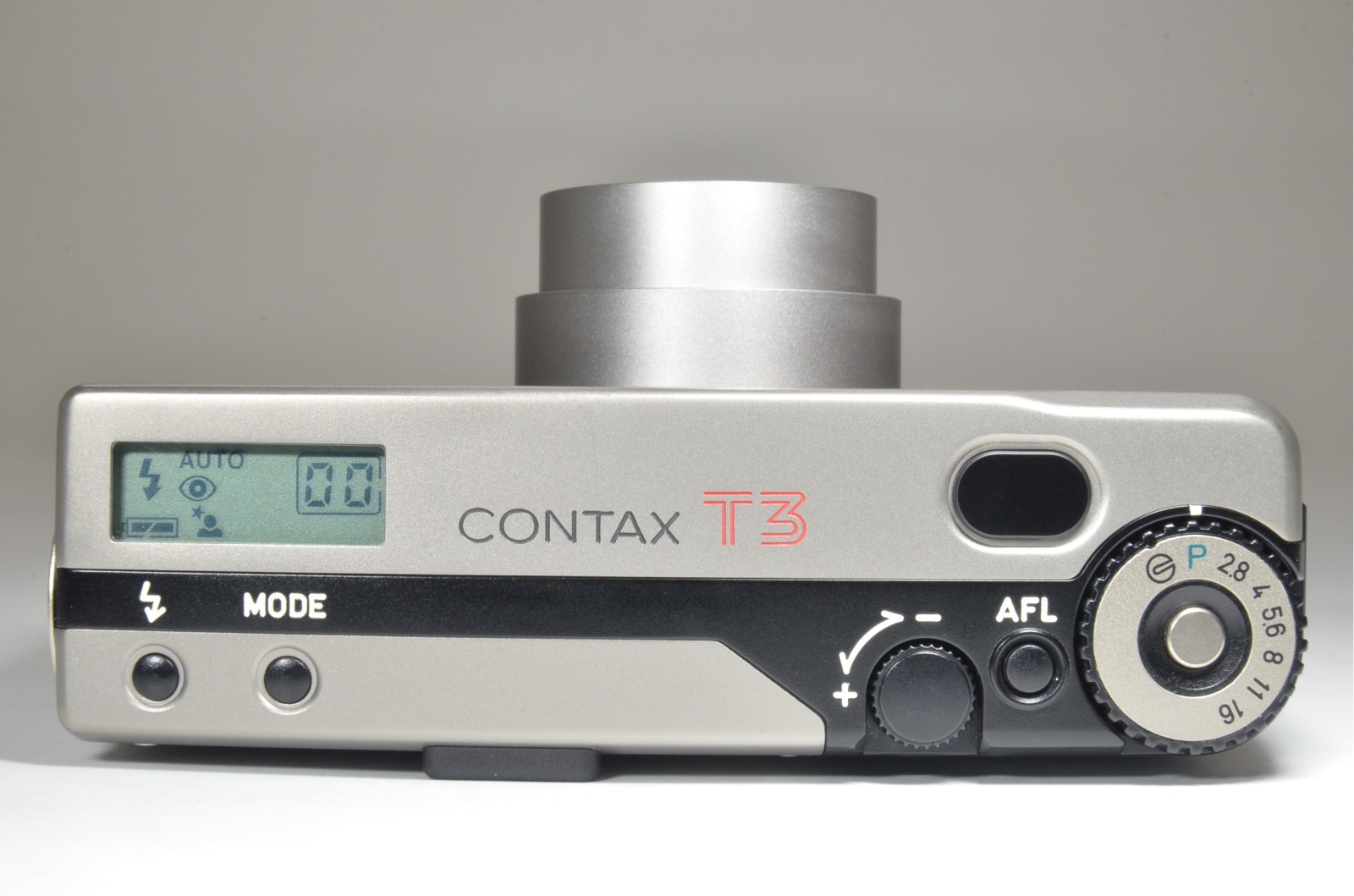 contax t3 titanium silver with adapter, lens filter, metal hood