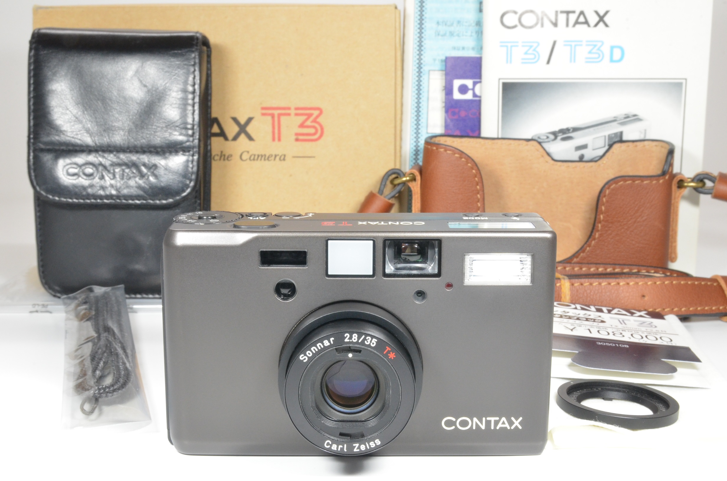 contax t3 black double teeth with funper leather half case