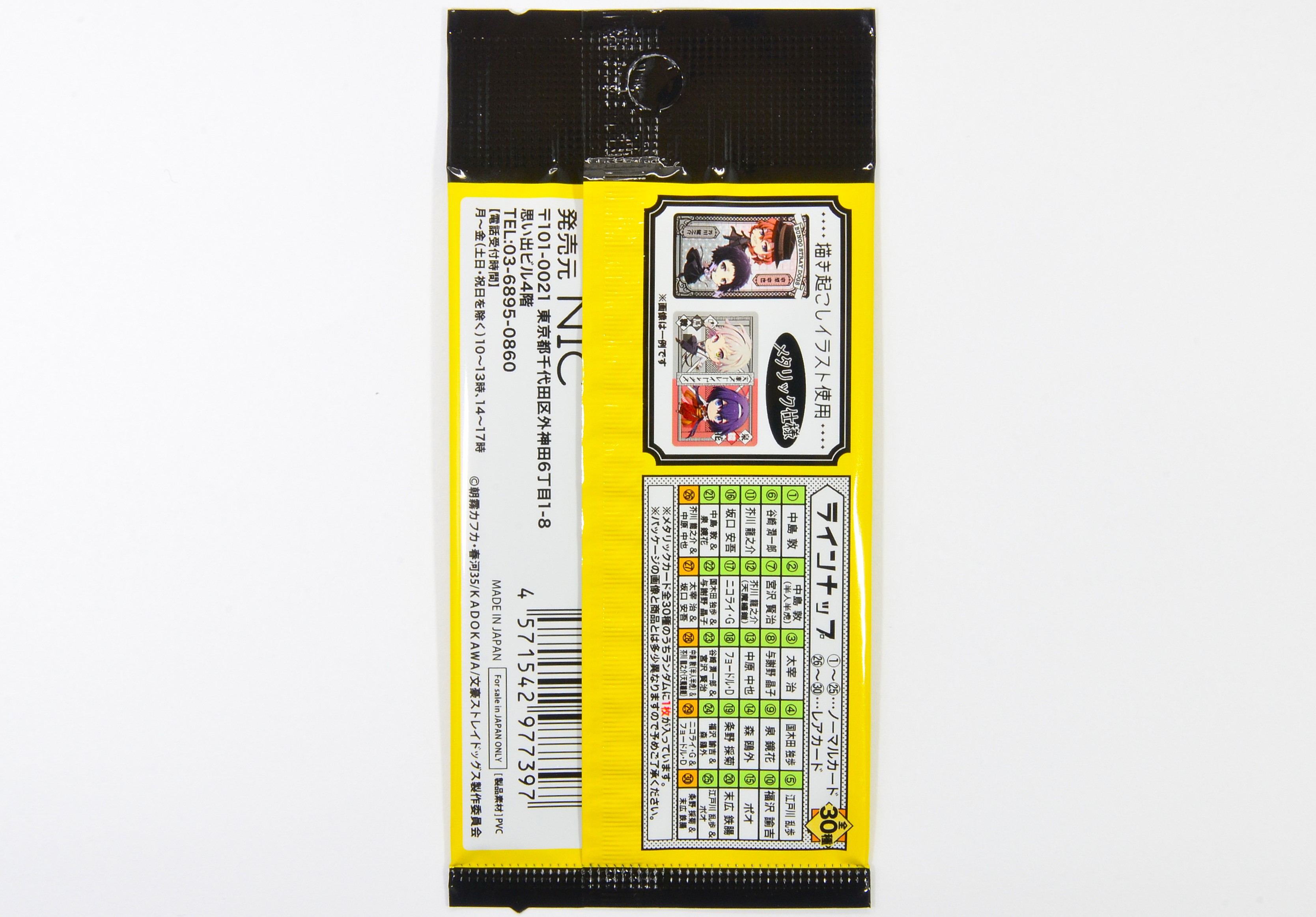NIC Anime Bungou Bungo Stray Dogs Collect Metalic Card