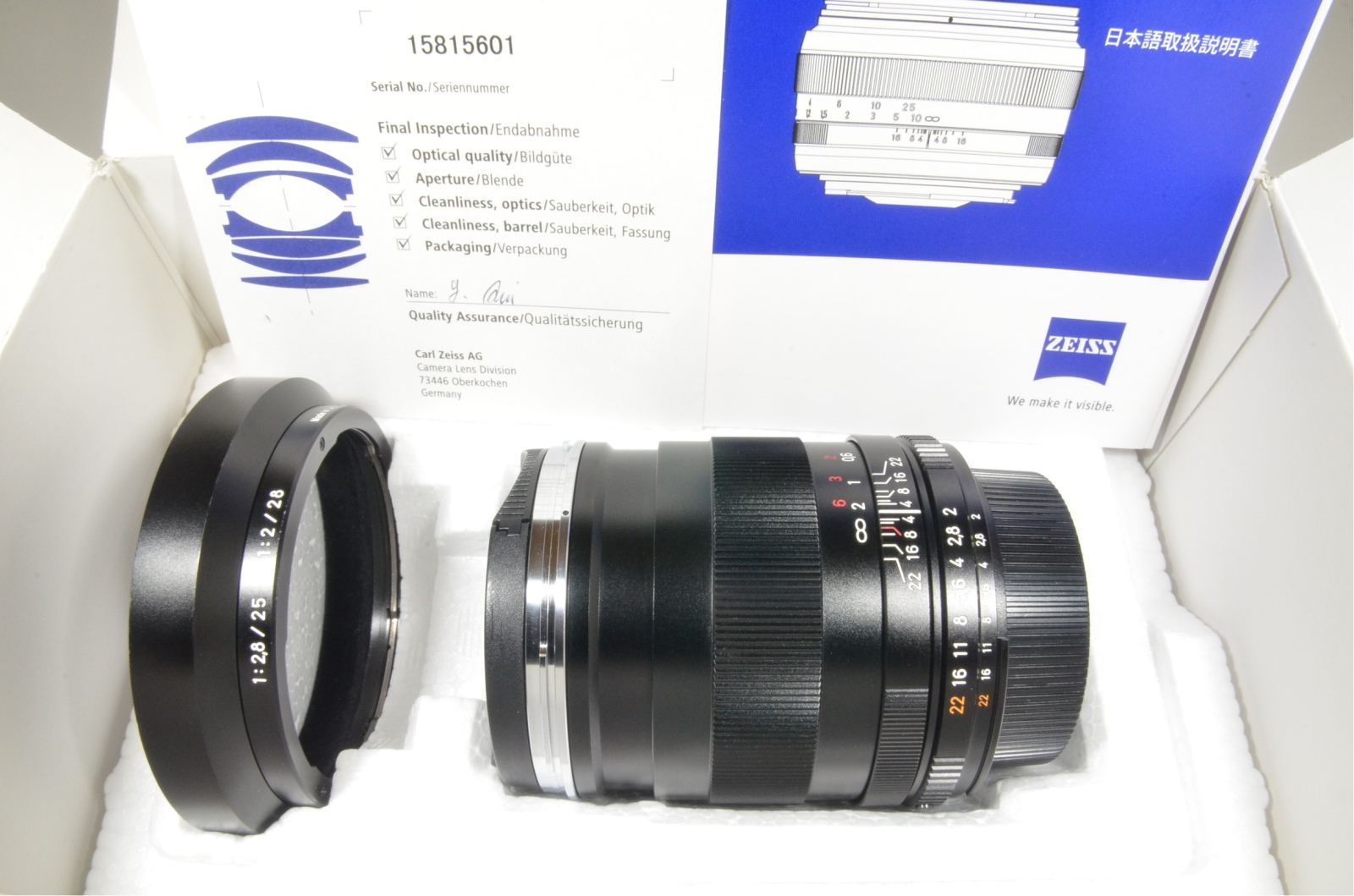 Carl Zeiss Distagon T* 28mm F2 ZF.2 Lens for Nikon in Boxed from