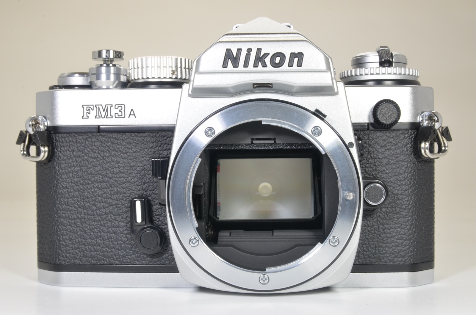 nikon fm3a silver 35mm film camera with nikkor 45mm f/2.8p film tested